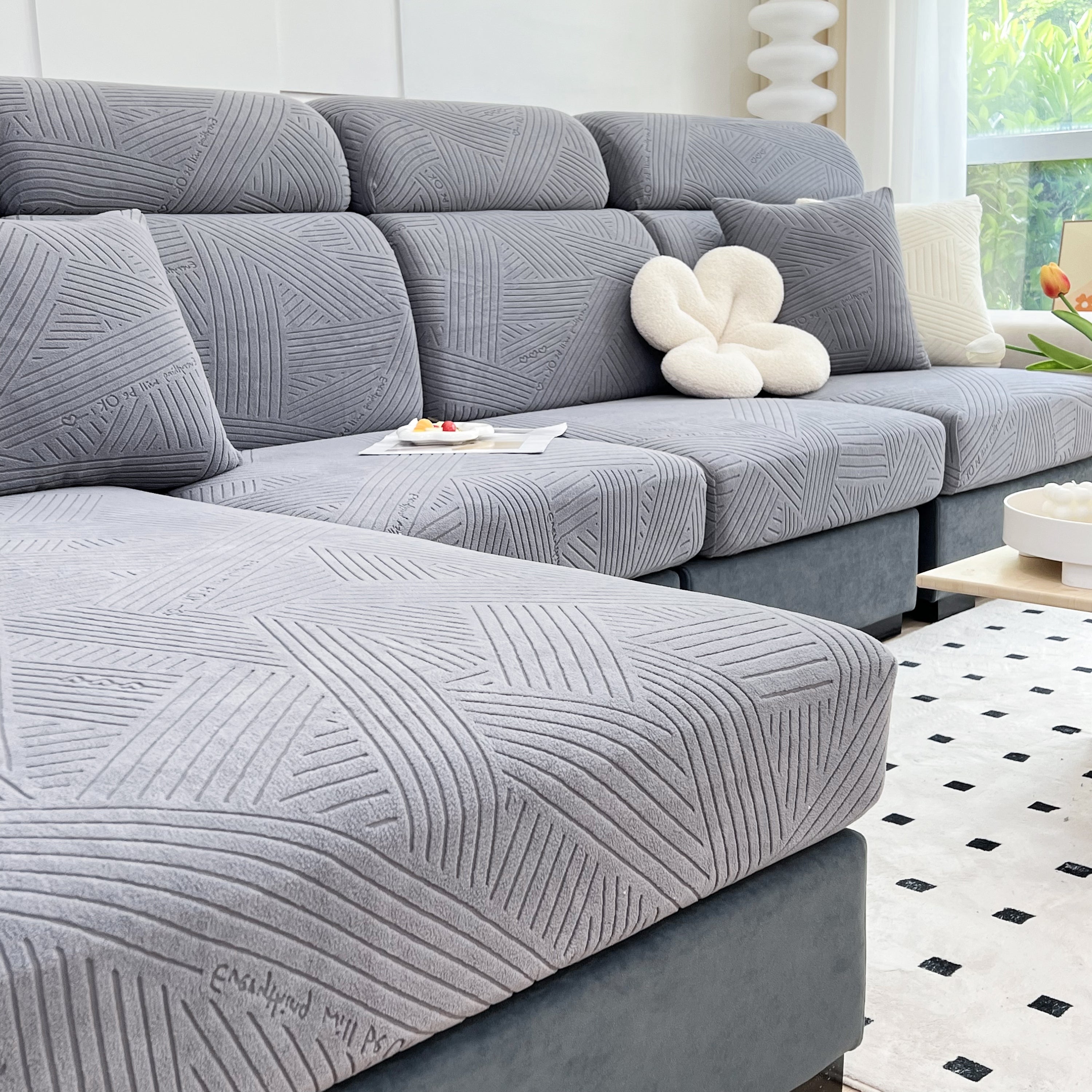 Stretch Couch Cushion Covers, Slipcovers Sofa Cushion Protector Covers, Elastic Furniture Protector for Pets, Kid