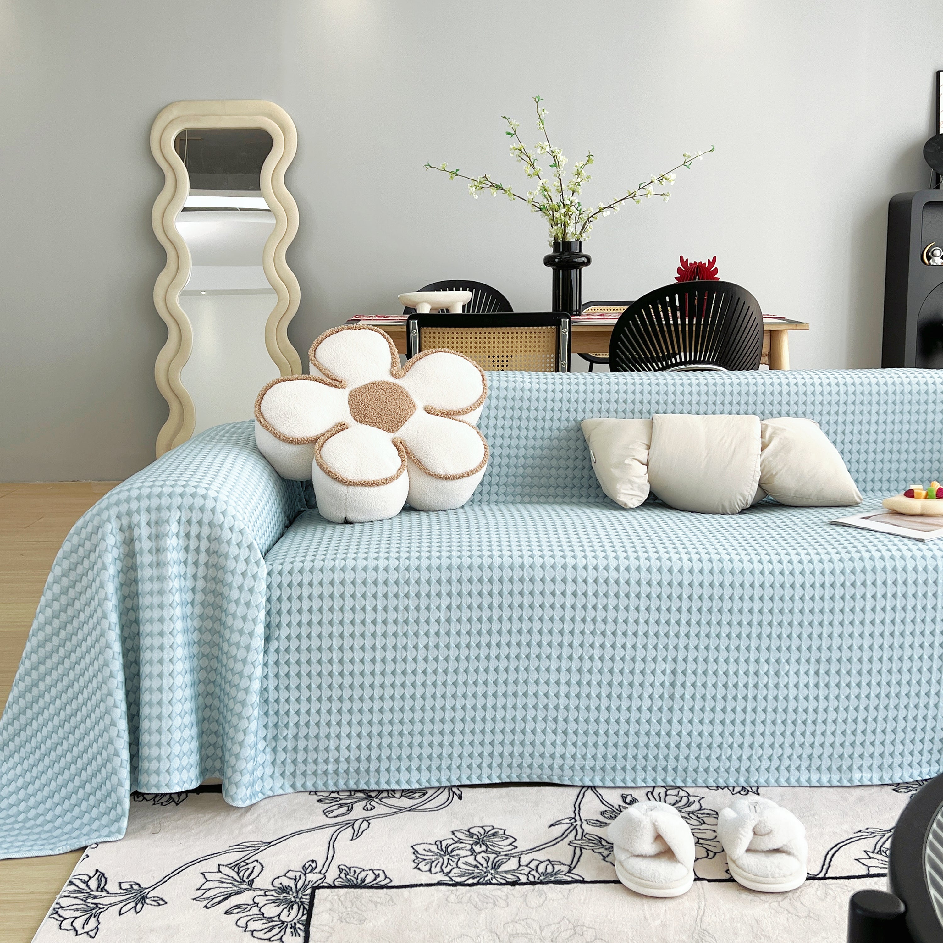 Cooling Textured Sofa Cover Washable Soft Couch Throw Blanket for Summer & Pets