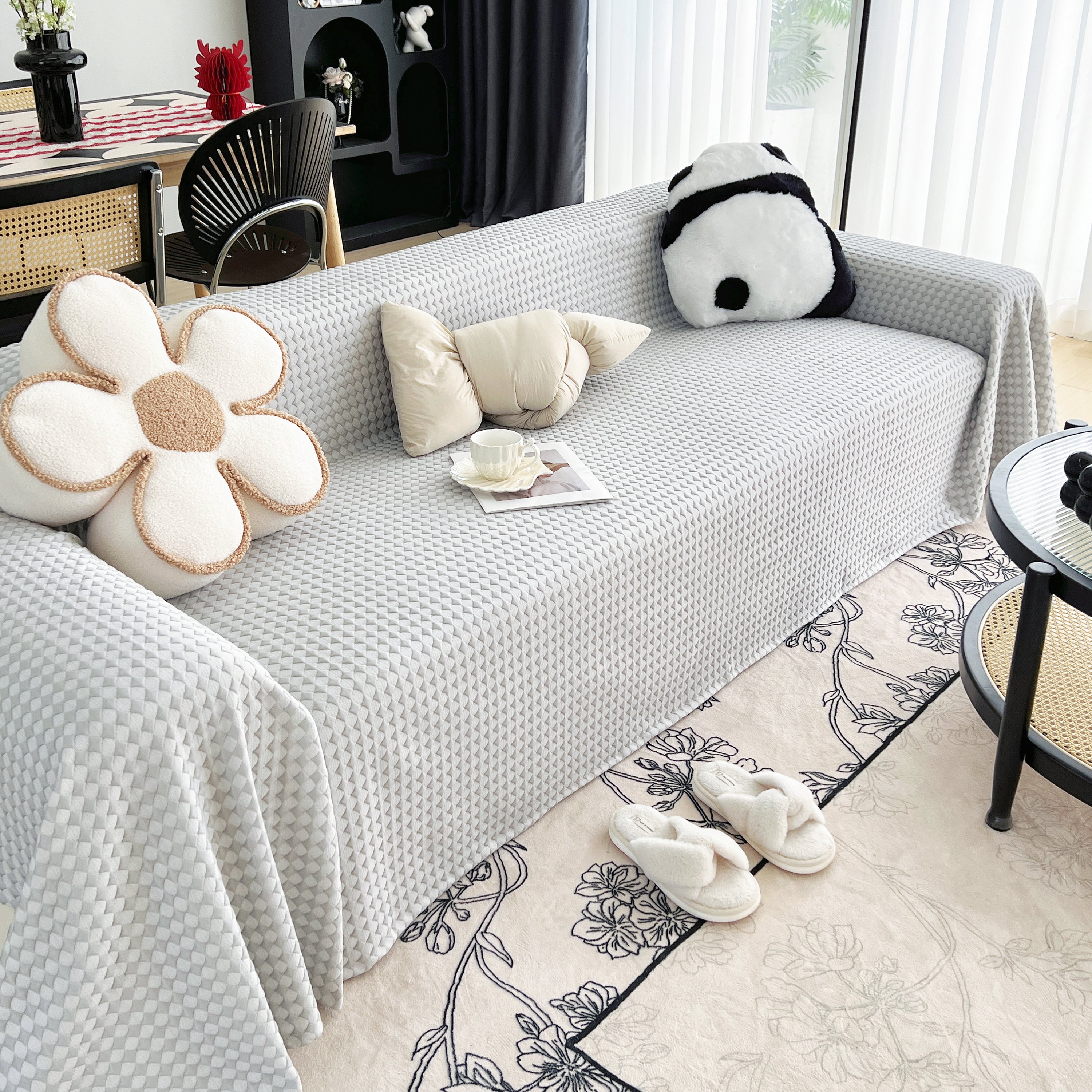 Cooling Textured Sofa Cover Washable Soft Couch Throw Blanket for Summer & Pets