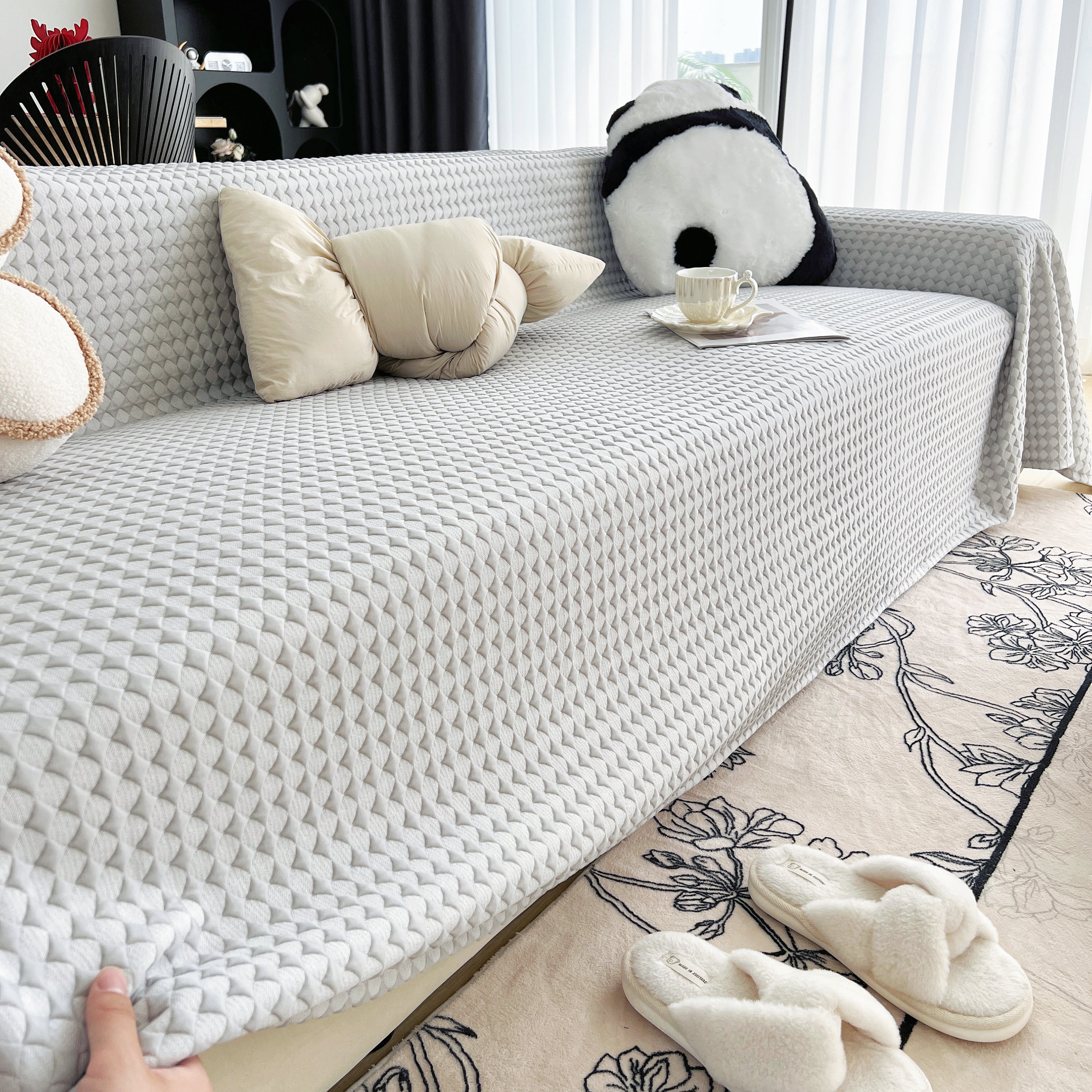 Cooling Textured Sofa Cover Washable Soft Couch Throw Blanket for Summer & Pets