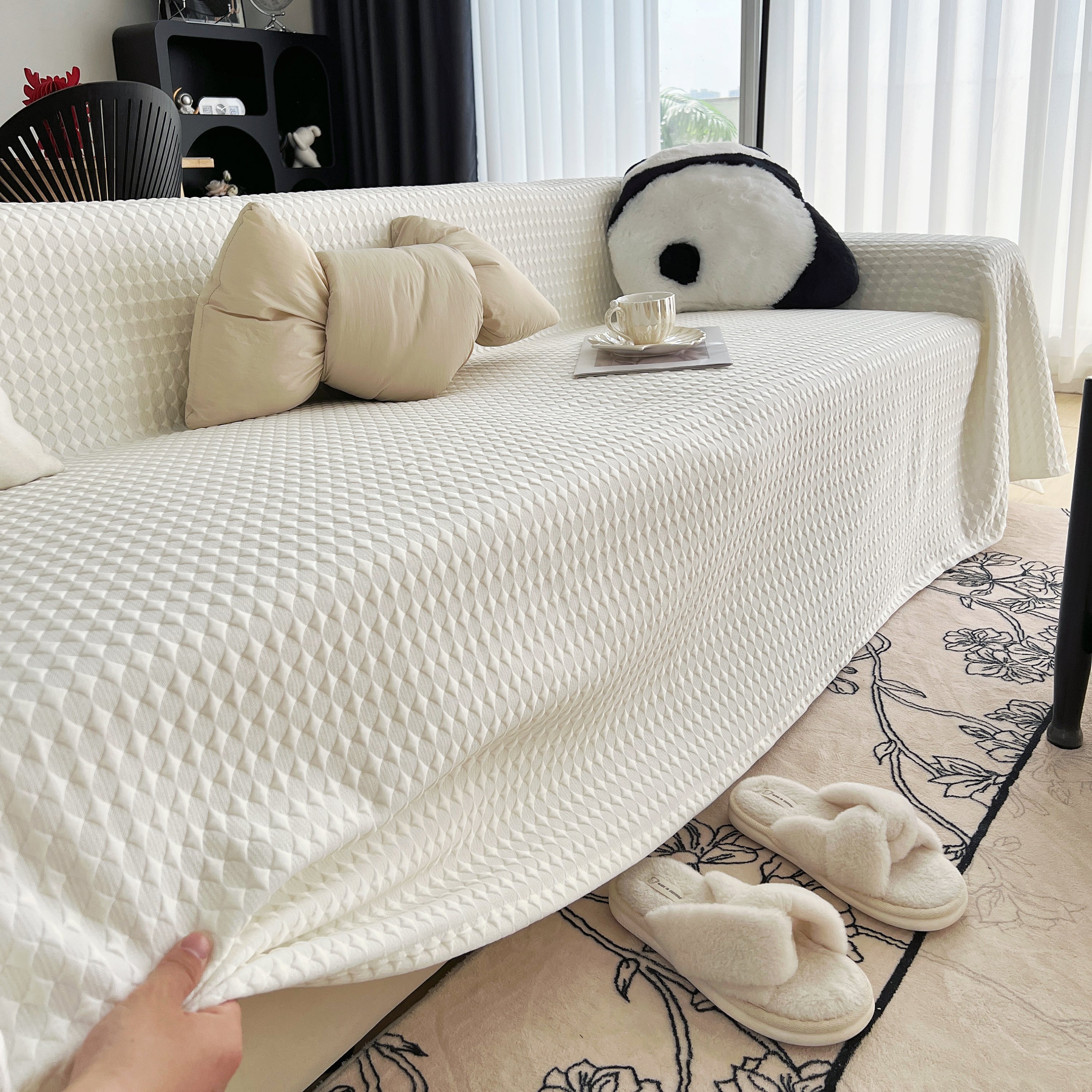 Cooling Textured Sofa Cover Washable Soft Couch Throw Blanket for Summer & Pets