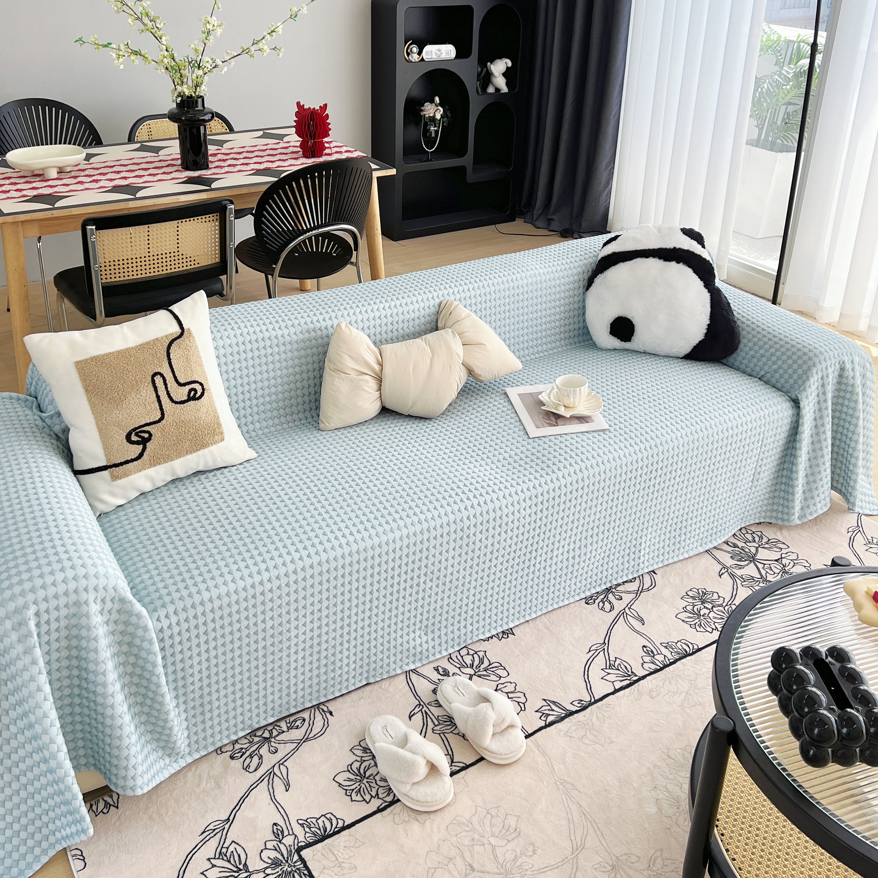 Cooling Textured Sofa Cover Washable Soft Couch Throw Blanket for Summer & Pets