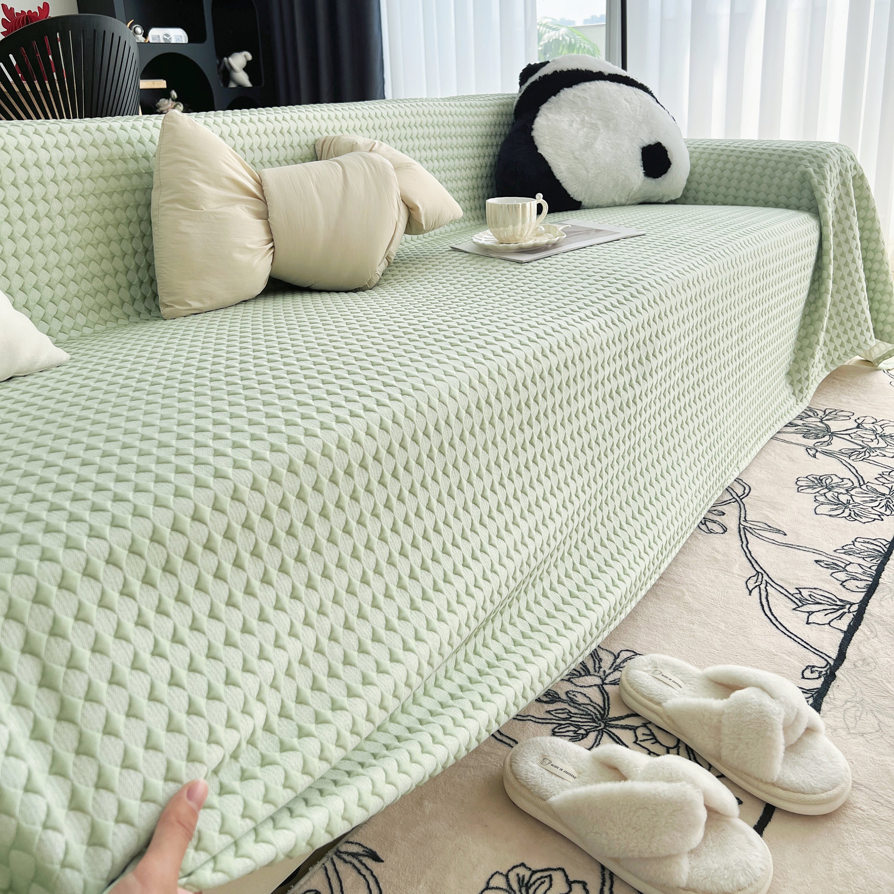 Cooling Textured Sofa Cover Washable Soft Couch Throw Blanket for Summer & Pets