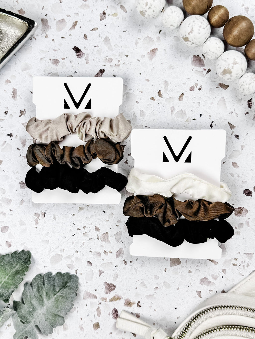 Michelle Mae Satin Neutral Trio Scrunchies