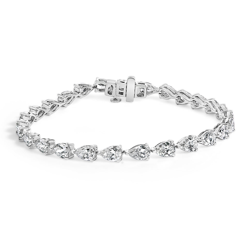 IGI Certified 14K White Gold 12.0 Cttw Pear Cut Lab Grown Diamond Tennis Bracelet