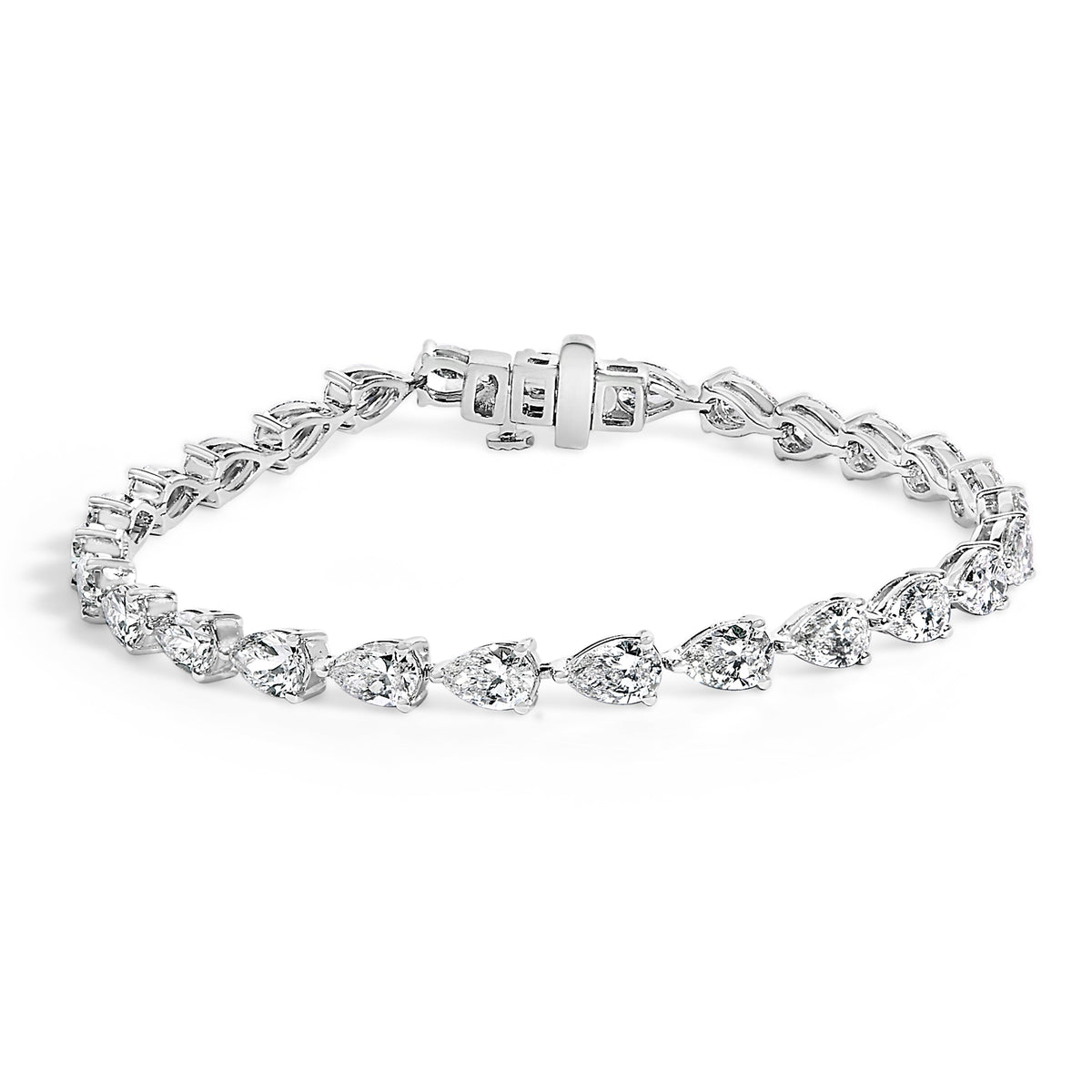 IGI Certified 14K White Gold 12.0 Cttw Pear Cut Lab Grown Diamond Tennis Bracelet