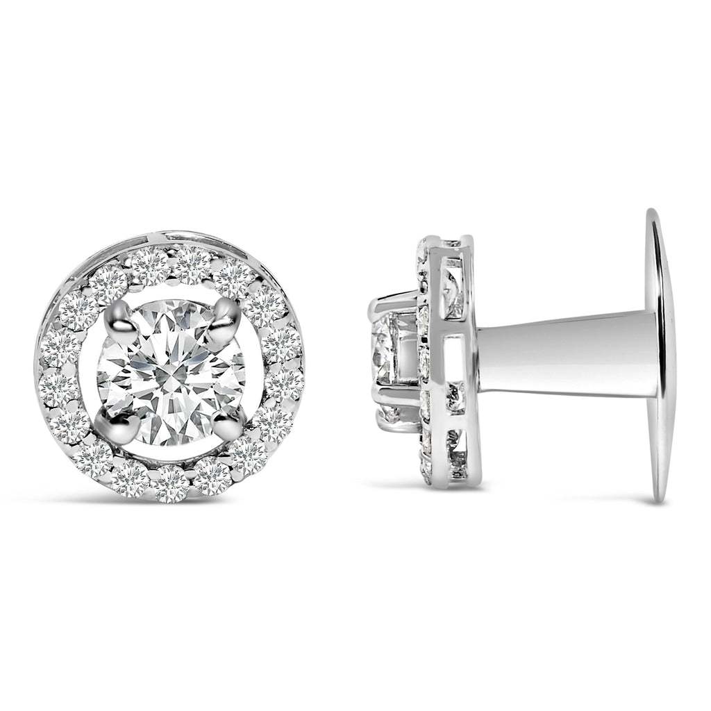 Men's 14K White Gold 1 3/4 Cttw Lab Grown Diamond Halo Cufflink