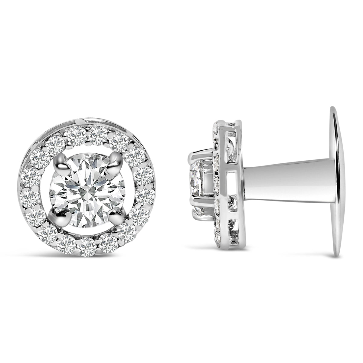 Men's 14K White Gold 1 3/4 Cttw Lab Grown Diamond Halo Cufflink