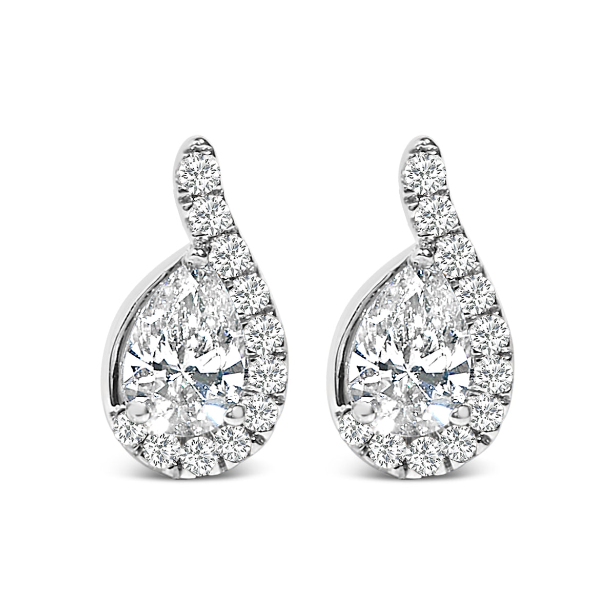 14K White Gold 5/8 Cttw Lab Grown Diamond Tear Drop Halo Stud Earring