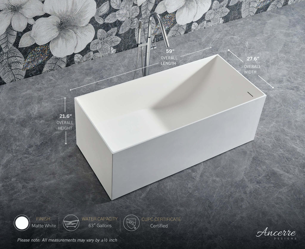 Linea Freestanding Solid Surface Bathtub