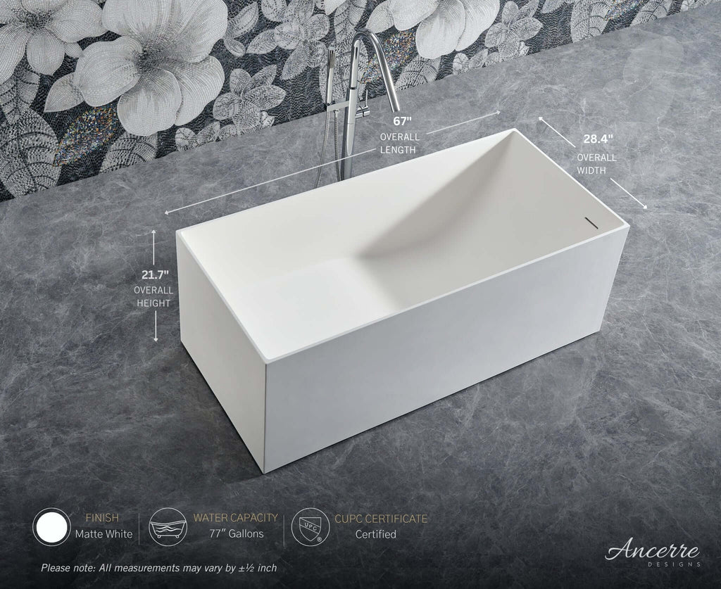 Linea Freestanding Solid Surface Bathtub