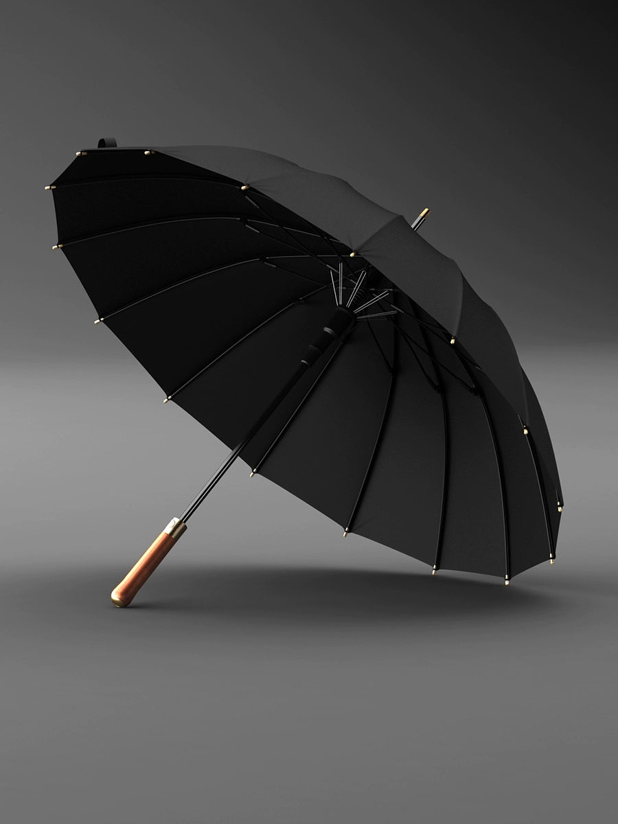 16 Bones Wooden Handle Classy Retro Style Gentleman Minimalist Umbrella