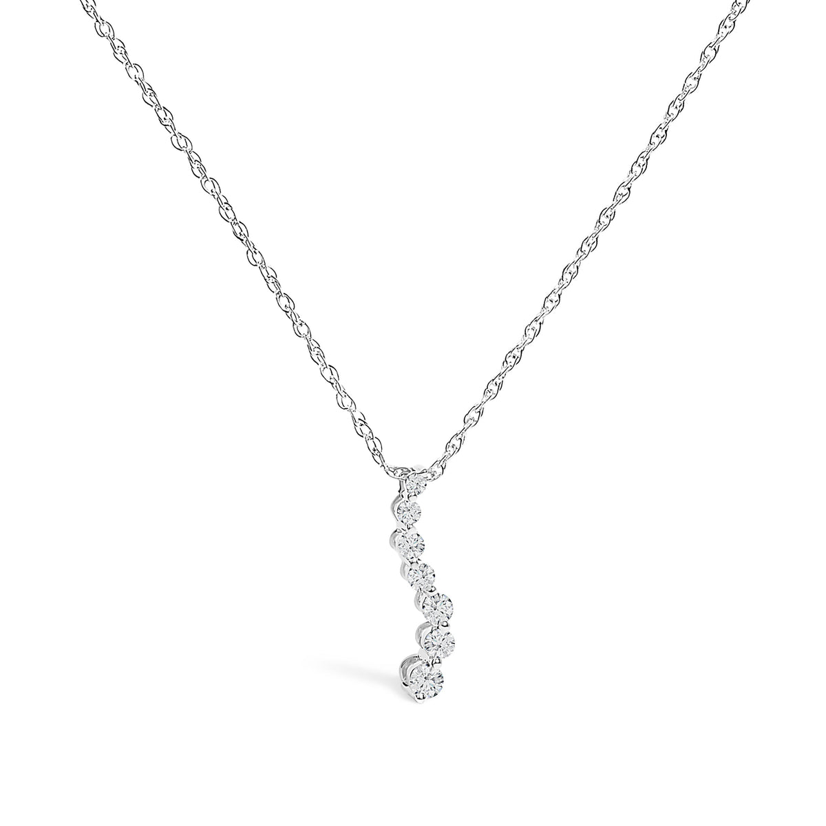 .925 Sterling Silver 1/4 Cttw Lab Grown Diamond Journey Pendant Necklace - 18" Inches