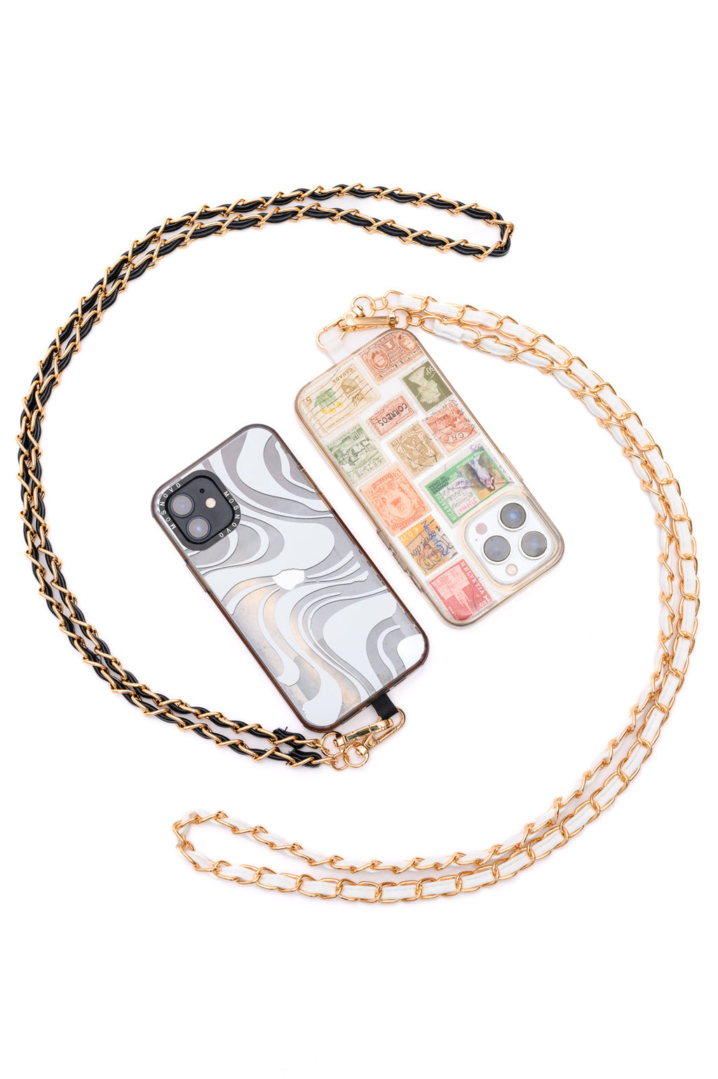 Faux Leather Gold Chain Cell Phone Lanyard Set of 2