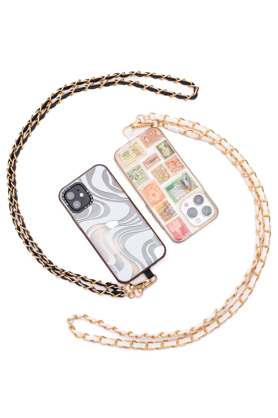 Faux Leather Gold Chain Cell Phone Lanyard Set of 2