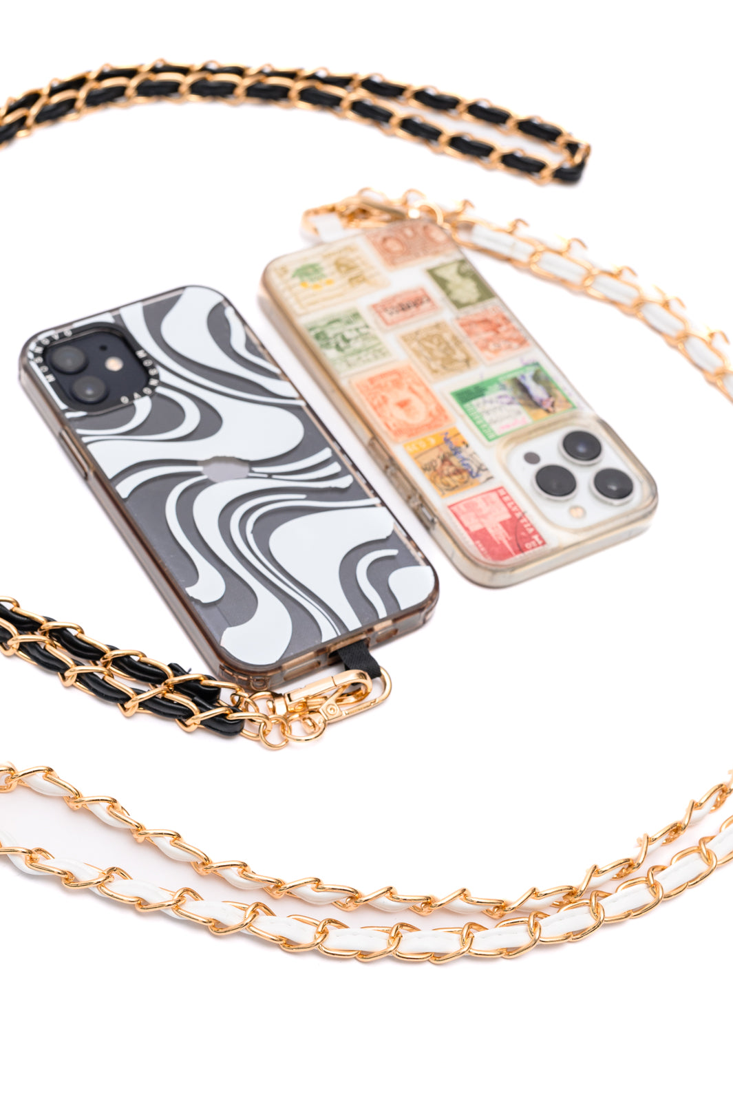 Faux Leather Gold Chain Cell Phone Lanyard Set of 2