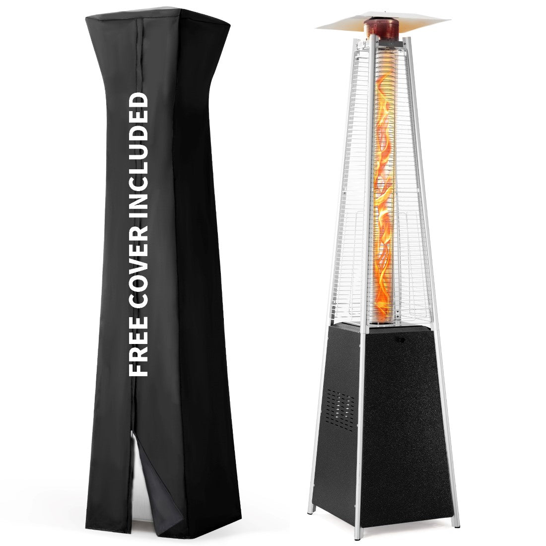 Propane Pyramid Patio Heater 48,000 BTU, with Glass Flame Tube