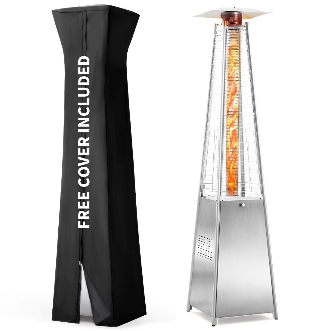 Propane Pyramid Patio Heater 48,000 BTU, with Glass Flame Tube