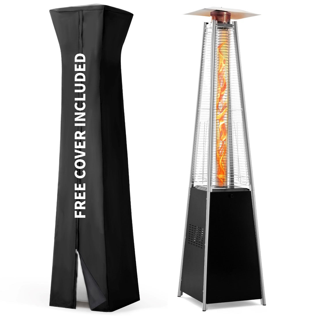 Propane Pyramid Patio Heater 48,000 BTU, with Glass Flame Tube