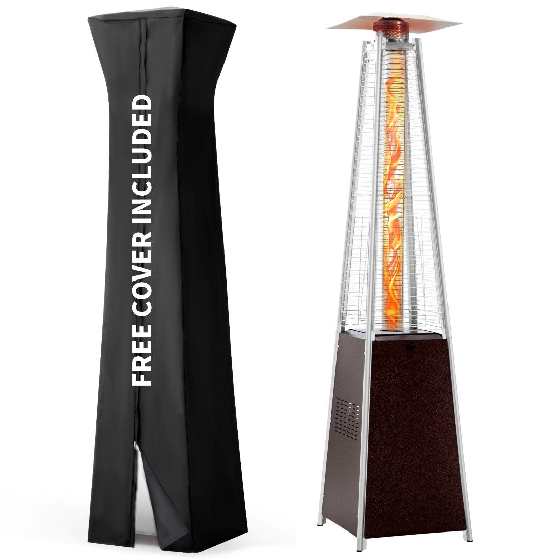 Propane Pyramid Patio Heater 48,000 BTU, with Glass Flame Tube