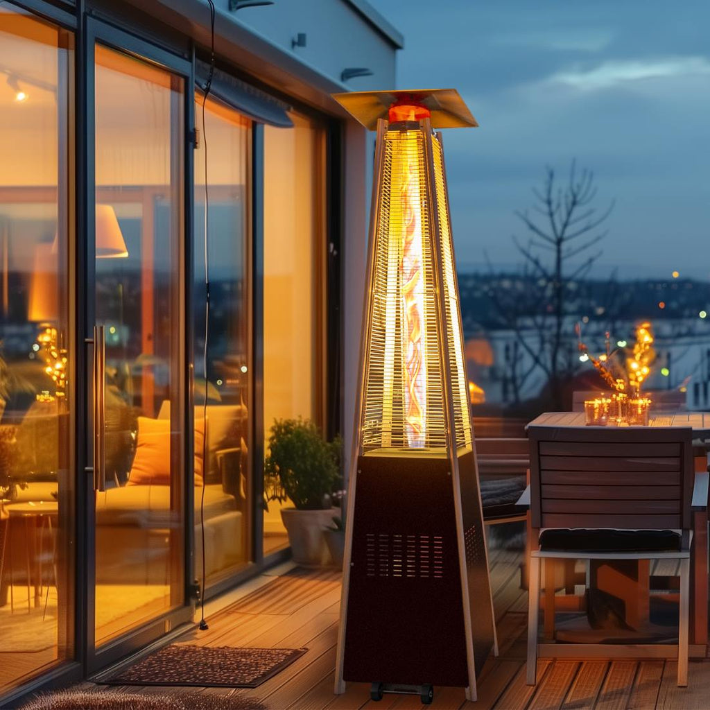 Propane Pyramid Patio Heater 48,000 BTU, with Glass Flame Tube