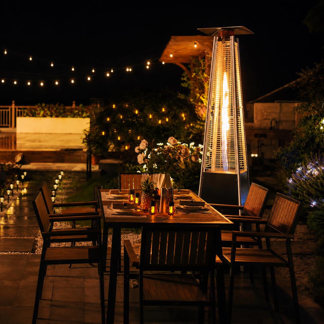 Propane Pyramid Patio Heater 48,000 BTU, with Glass Flame Tube