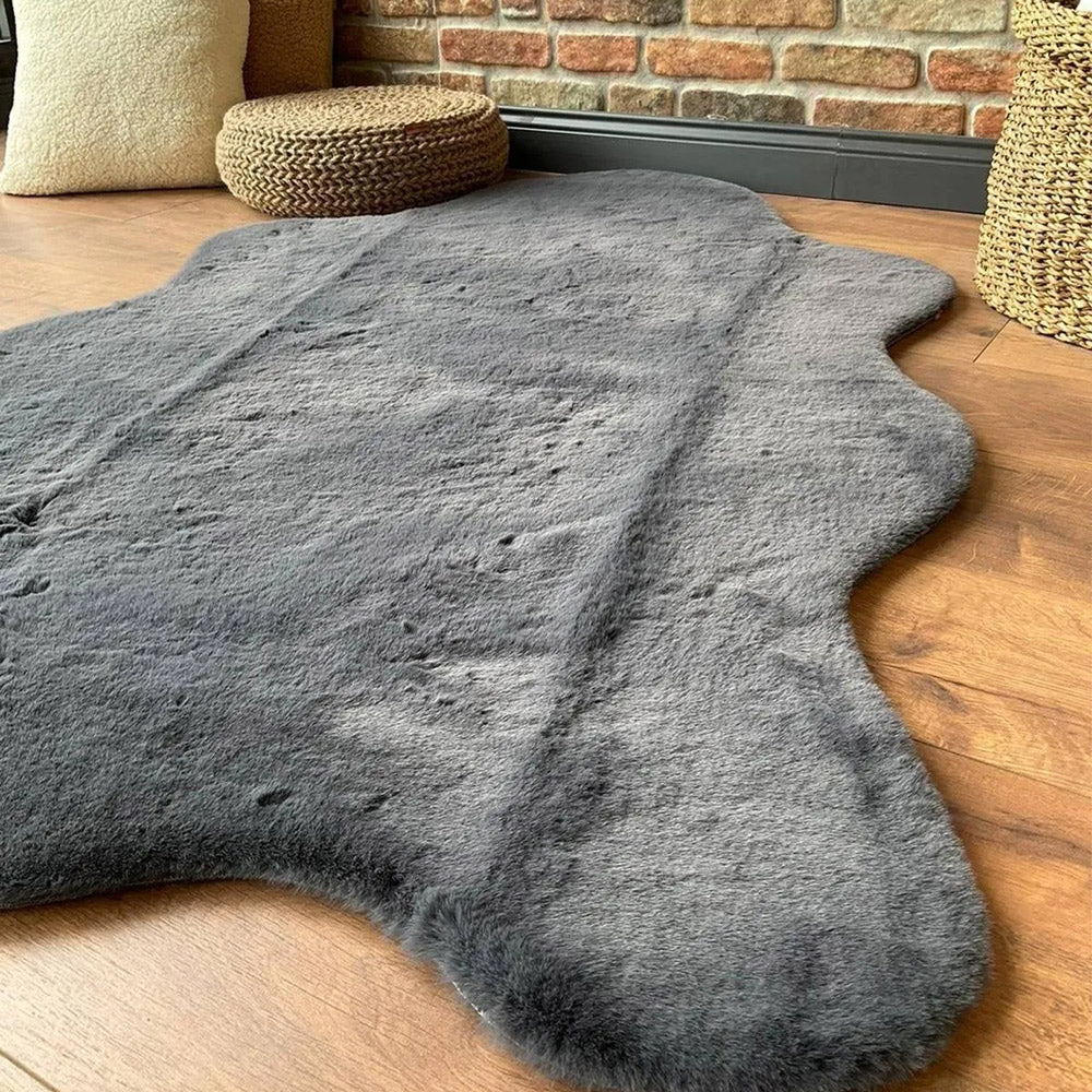 Anthracite Rabbit Plush Rug