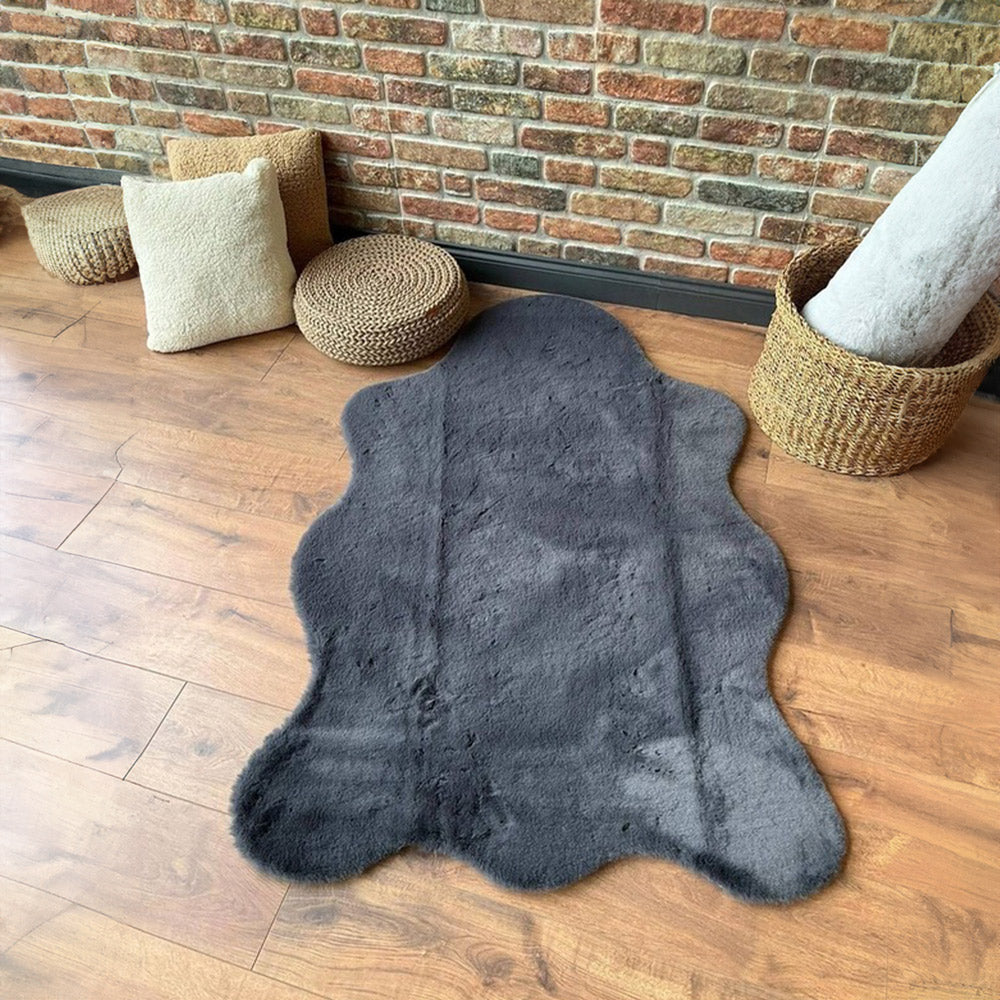 Anthracite Rabbit Plush Rug