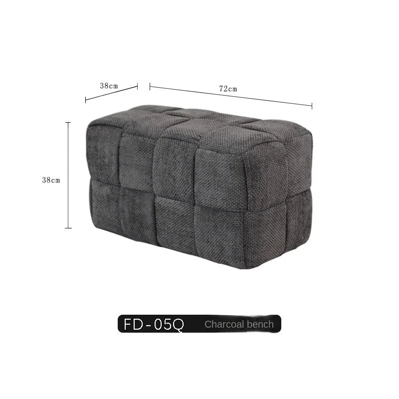 MOMO Chenille Mesh Red Woven Bench Short Stool Shoe Changing Stool Living Room Sofa Stool Household Small Stools