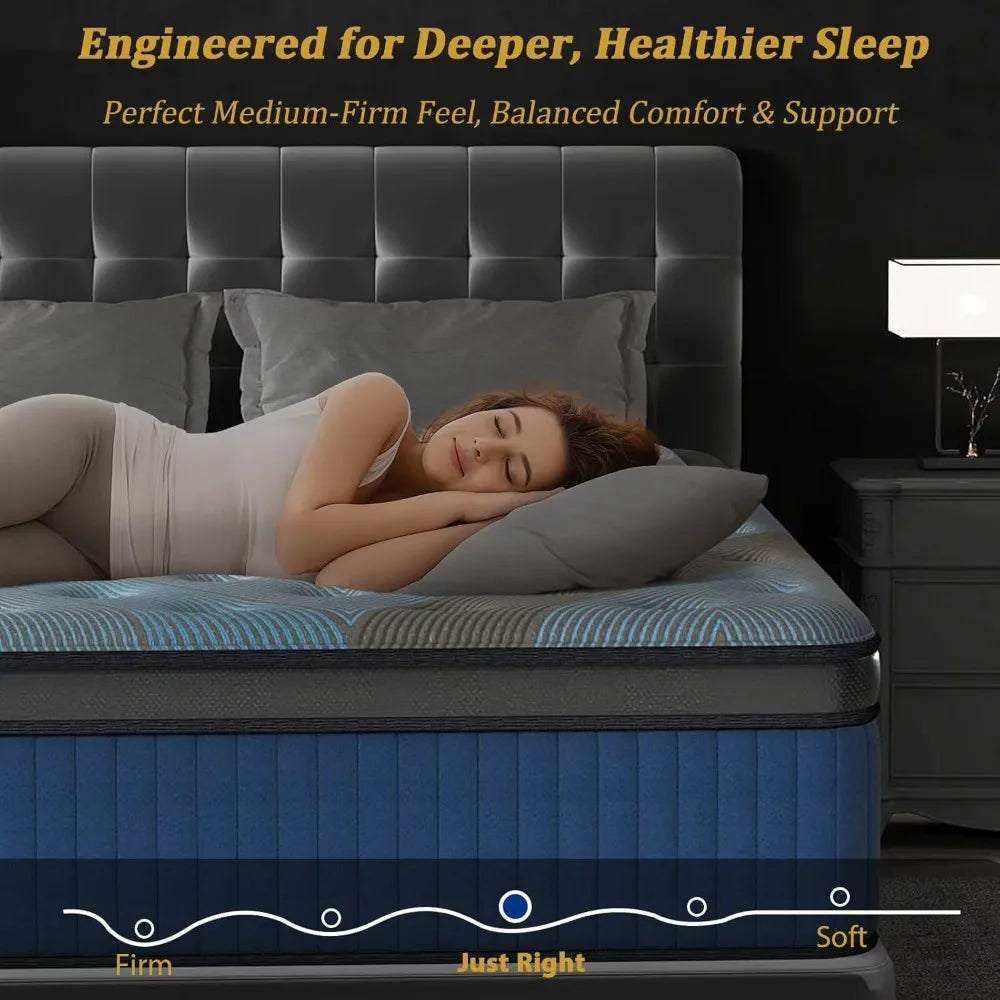 King Mattress 14 Inch Hybrid in a Box Upgrade Durable Individual Pocket Springs Medium Firm Lumber 2025