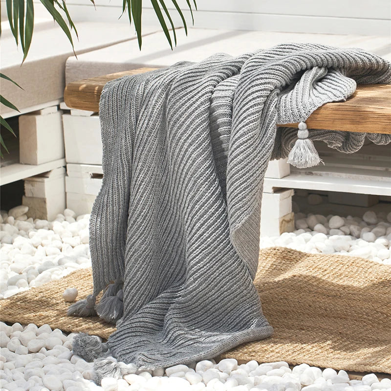Nordic Tassel Cable Knit Blanket