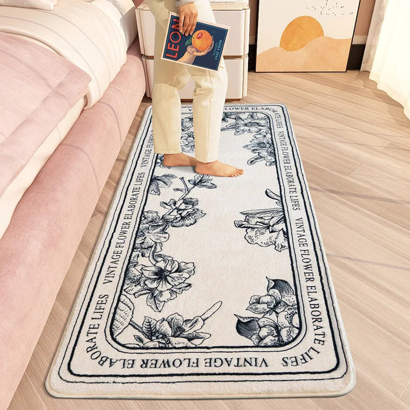 VIKAMA Modern Simple Imitation Cashmere Bedroom Bed Rug Oval Bed Front Mat Light Luxury Ins Style Carpet Nordic Living Room Rug