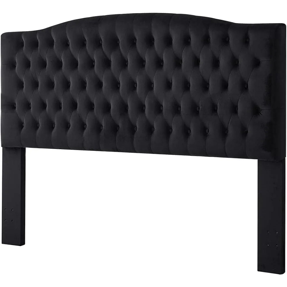 Velvet Upholstered Tufted Button King Headboard and comfortable fashional padded King/California King Size headboard- Black