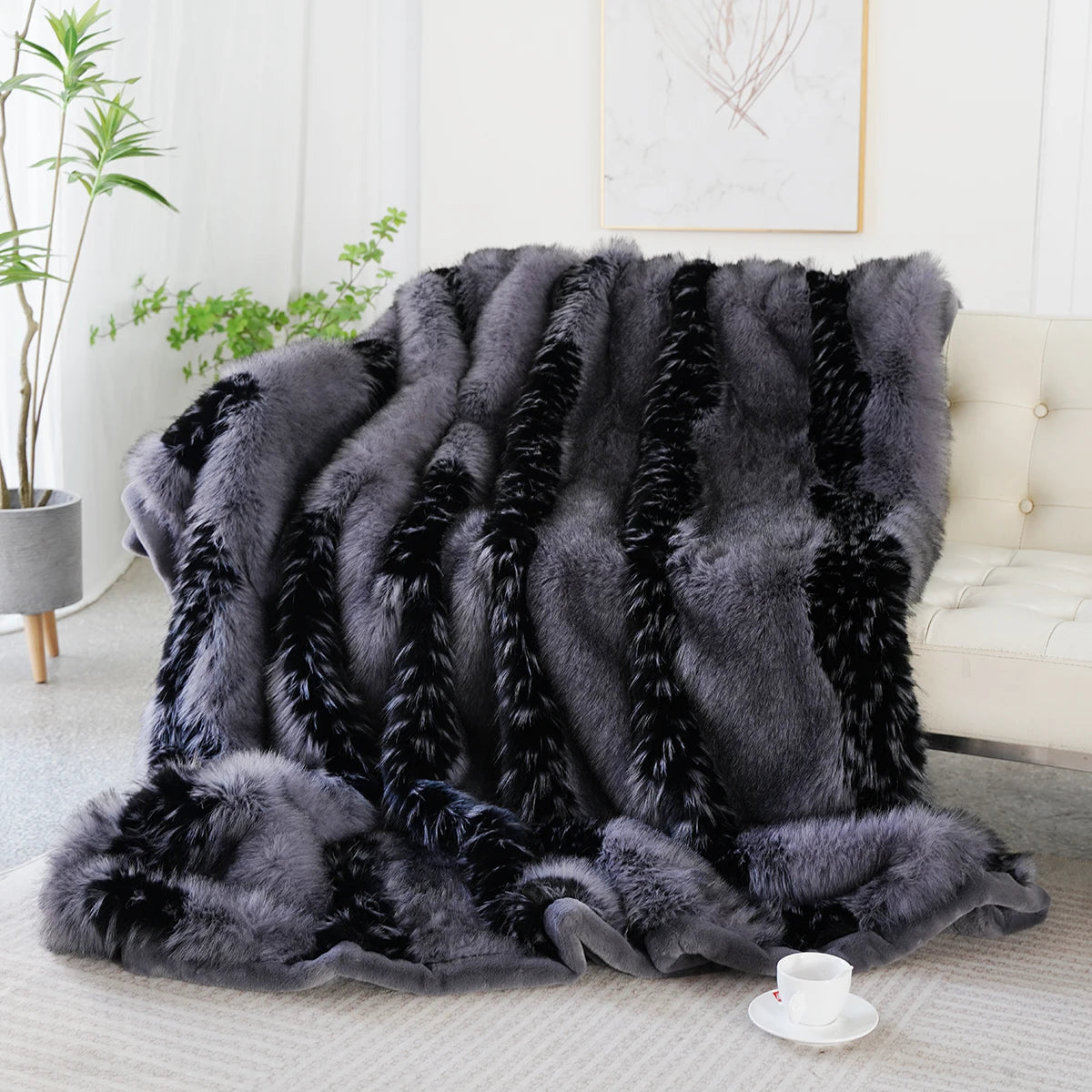 Luxury Faux Fur Fluffy No Hair Loss Blankets for Beds Sofa Cover Living Room Bedroom Natural Soft  High-end Decorative Blanket