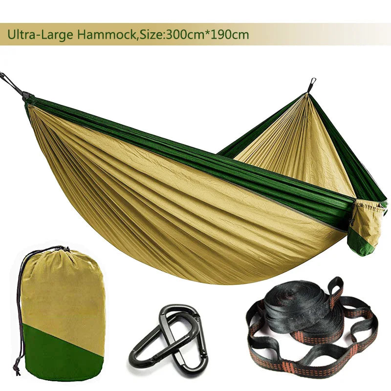 Solid Color Parachute Hammock with Hammock straps and Black carabiner Camping Survival travel Double Person outdoor furniture
