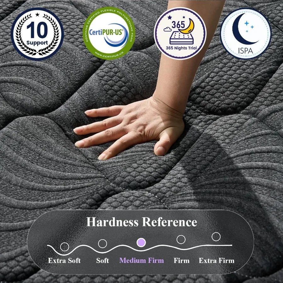 California King Mattress In A Box 12 Inch Luxury Hybrid Firm with Cooling Gel Memory Foam