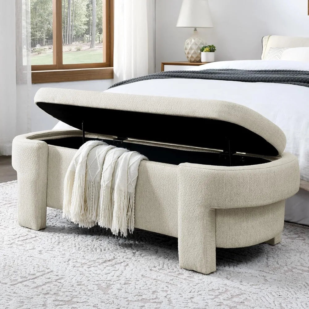 Lux Linen Oval Storage Bench