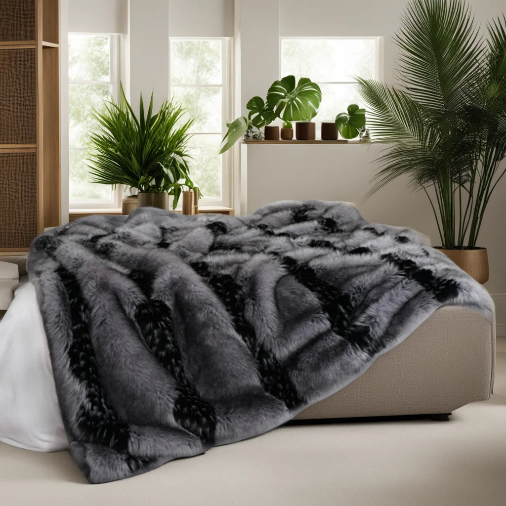 Luxury Faux Fur Fluffy No Hair Loss Blankets for Beds Sofa Cover Living Room Bedroom Natural Soft  High-end Decorative Blanket