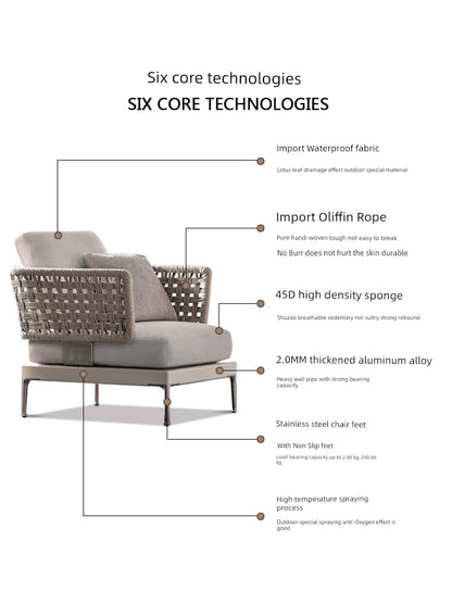 Scandinavian Corner Teak Rainproof Rattan Furniture