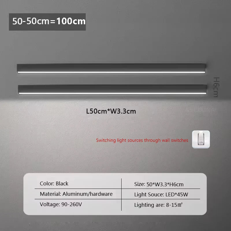 Long  LED Strip Ceiling Light Floodlight For Bedroom Dining Living Room Cloakroom Minimalist Led Ceiling Lamp Indoor Decoration