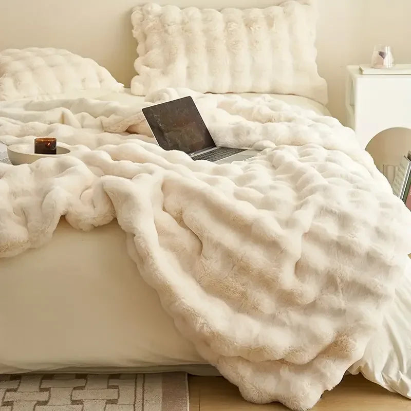 Lux Faux Fur Reversible Throw Blanket