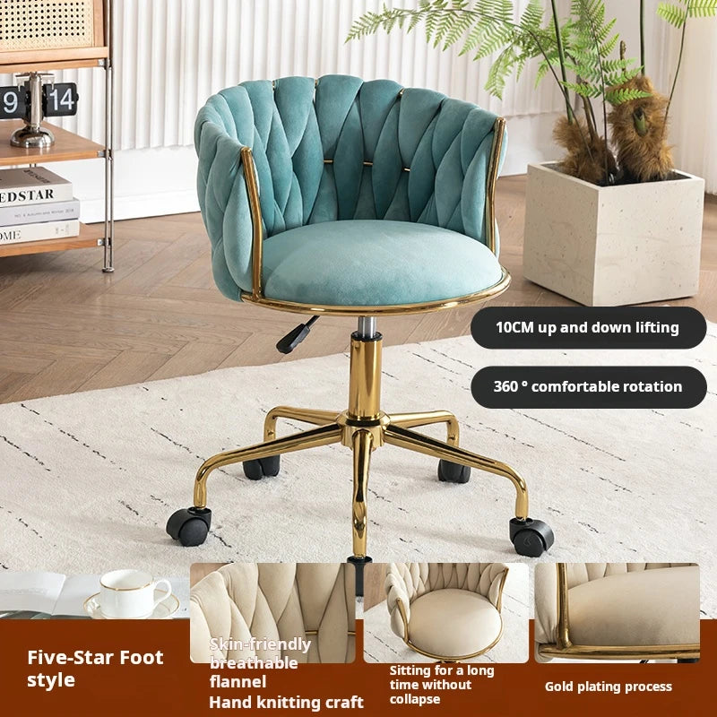 Modern Armchairs For Living Room High Grade Flannel Bar Stool Bedroom Makeup Chair Back Lift Swivel Nail Dressing Chair