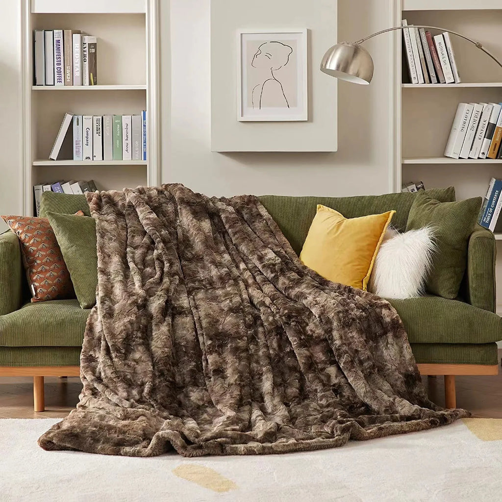 Winter Blanket Pv Wool Blanket Tie Dyed Double Sided Fleece Blanket Faux Fur Lamb Wool Shawl Cover Blankets Bedspread On The Bed