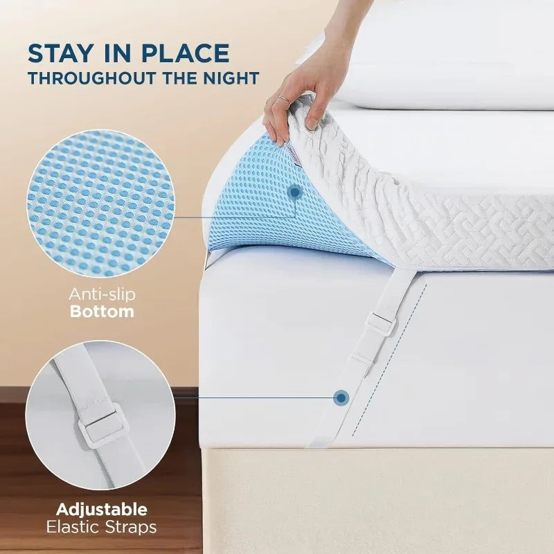 3 Inch Gel Memory Foam Mattress Topper California King Size, High Density Ventilated Memory Foam Bed Mattress Topper for Back