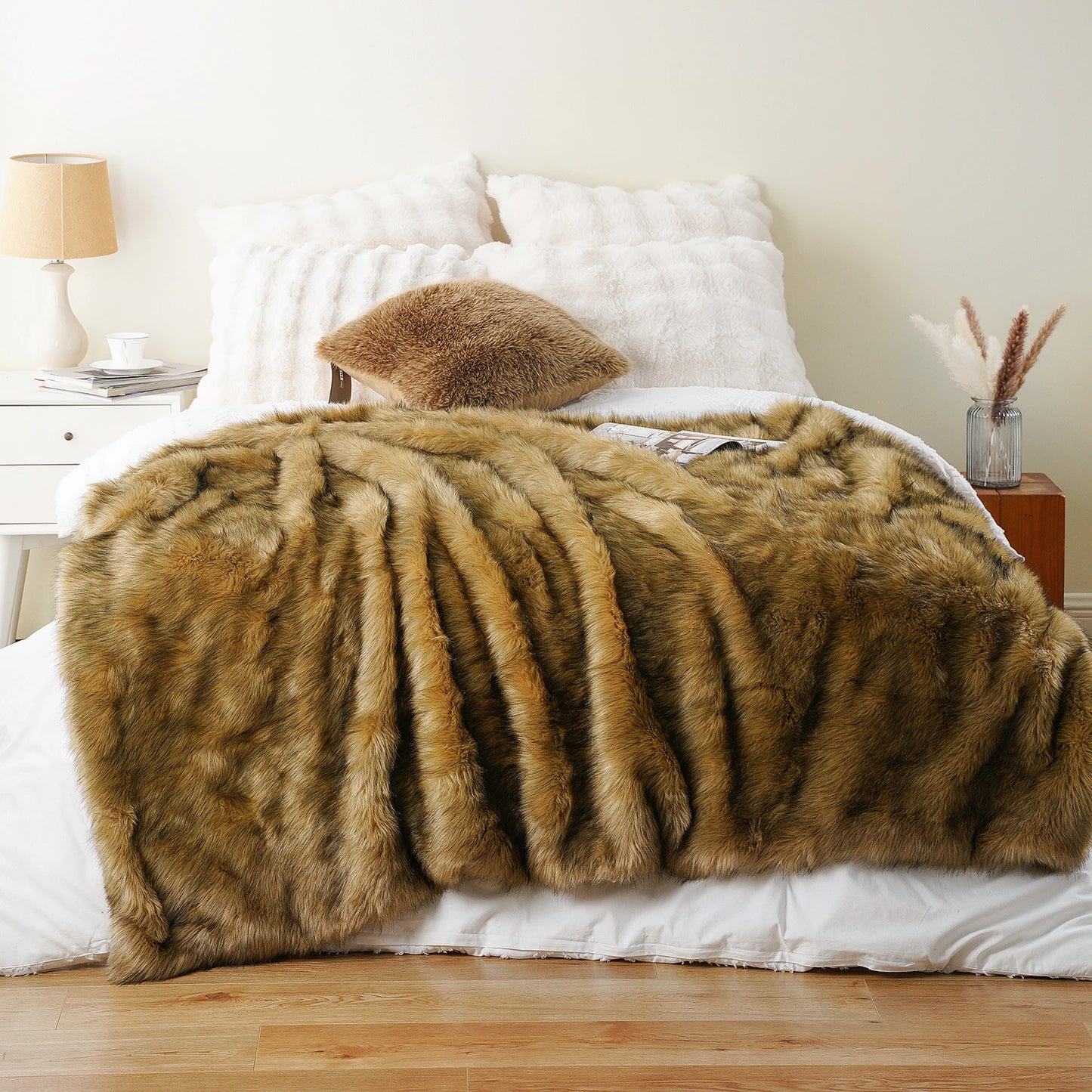 LUX Heavy Faux Fur Throw Blanket