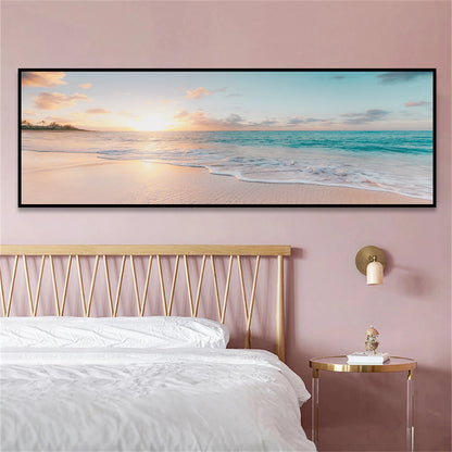 Nature Seascape Posters and Prints Modern Sea Wave Beach Sunset Canvas Painting Wall Art Pictures for Room Decoration