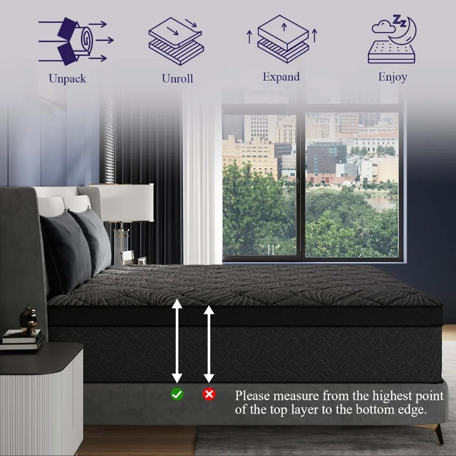 California King Mattress In A Box 12 Inch Luxury Hybrid Firm with Cooling Gel Memory Foam