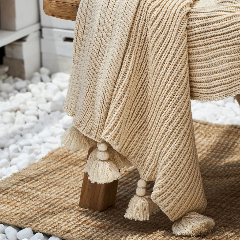 Nordic Tassel Cable Knit Blanket