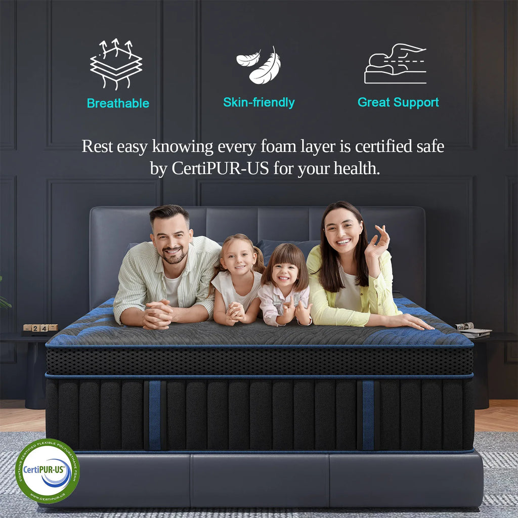 Medium Firm (Twin Full Queen King) 12" Gel Memory Foam Hybrid Pocket Spring Mattress Bed Mattress In A Box