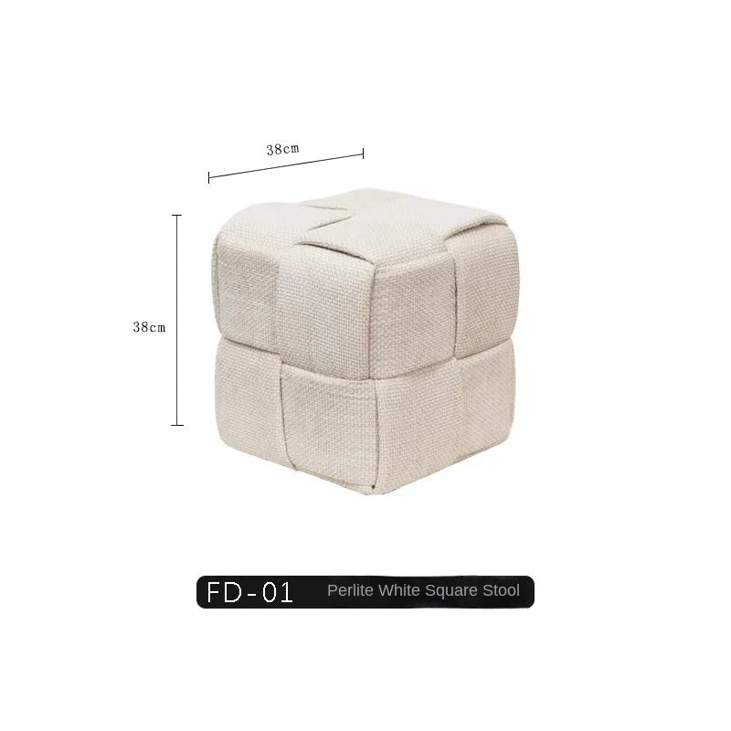 MOMO Chenille Mesh Red Woven Bench Short Stool Shoe Changing Stool Living Room Sofa Stool Household Small Stools